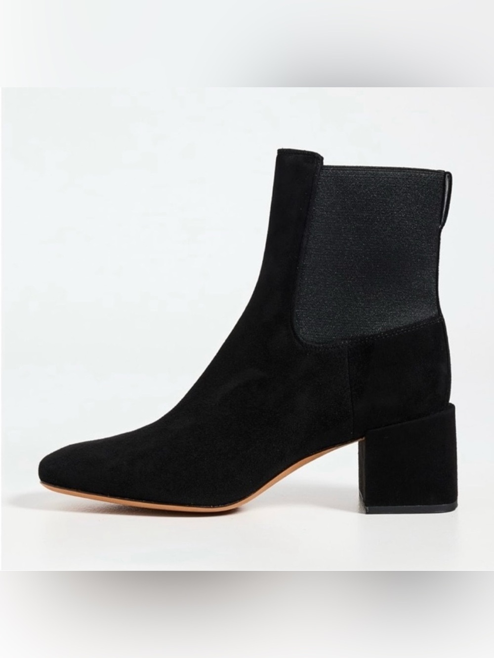 Vince Kimmy Black Suede Chelsea Ankle Boot with Block Heel